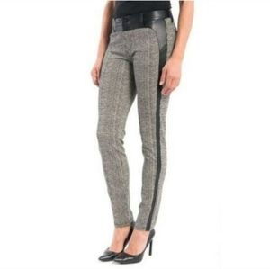 Liverpool Plaid Skinny Pants w/ Faux Leather Stripe – Size 6